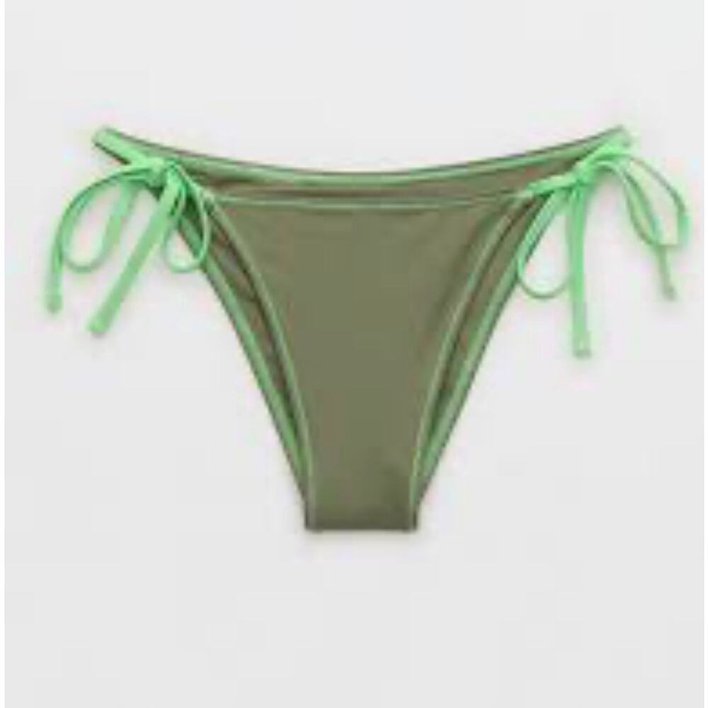 Brand New Aerie Women's Size Small Cheekiest UPF 50+ Green Bikini Bottom